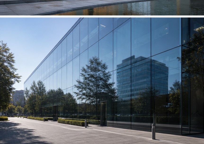 Glass-to-glass corner